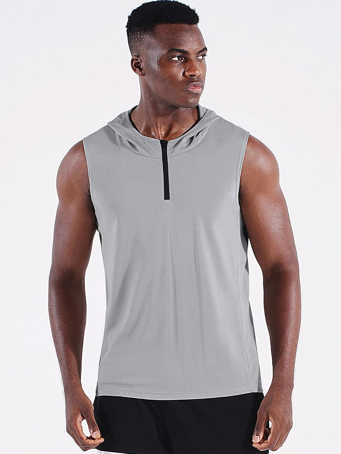 Men'S Running Tank Tops 3 Pack Sleeveless Workout Athletic Shirts with Hoods