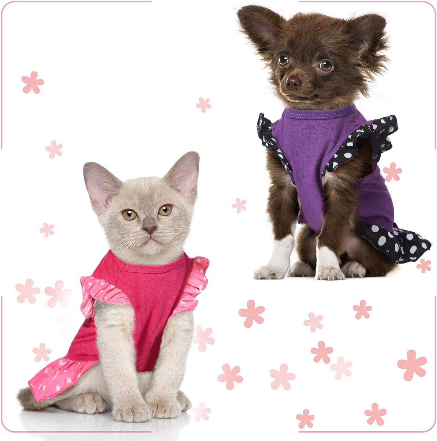 2 Pieces Dog Dresses for Dogs Cute Girl Female Pet Dress Mommy Puppy Shirt Skirt Dresses Pet Summer Clothes Apparel for Cats(Love and Me,Medium)