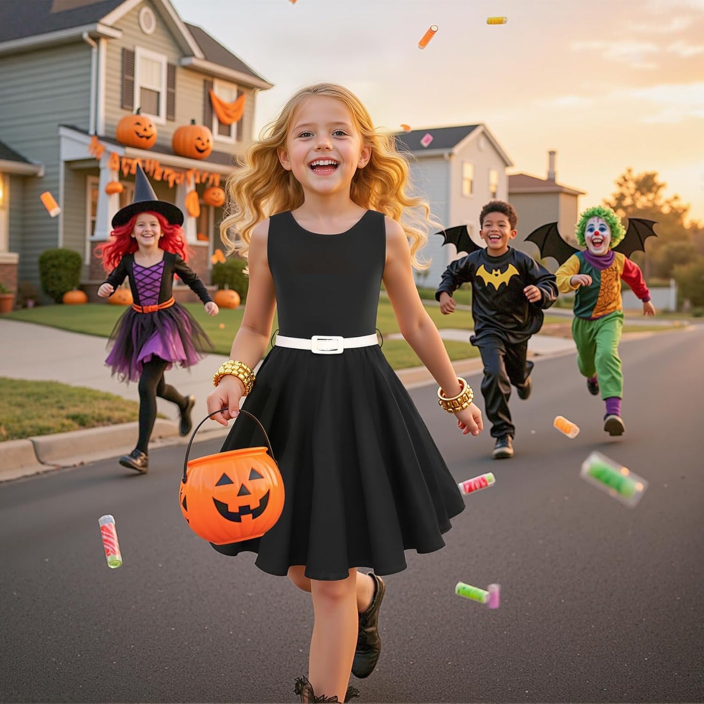 Girls Vintage Dress 50S Retro Twirling Special Occasion Dresses Size 6-14 Sleeveless Kids Dress