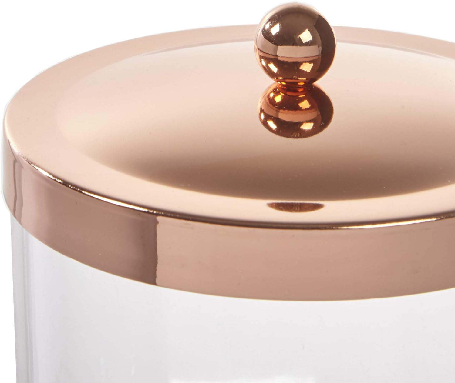 3-Pack Premium Quality Qtip and Cotton Ball Holders | 15-Oz to 60-Oz Clear Plastic Apothecary Jars with Matte Rose Gold Lids | Perfect Containers for Bathroom and Vanity