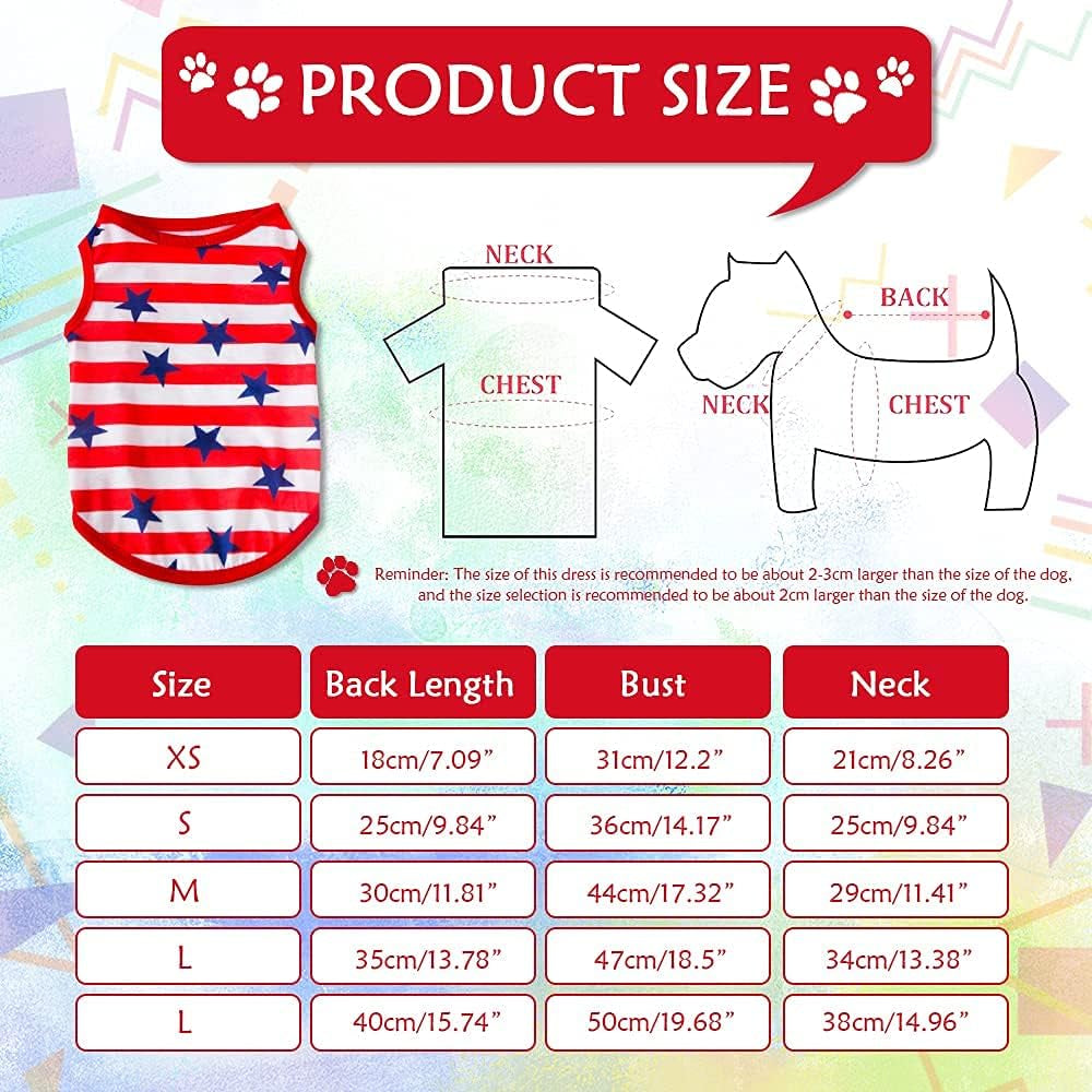 4 Pieces Dog Clothes for Dogs Girl Summer Pet T-Shirts Printed Apparels Puppy Outfits Cute Pattern for Small to Large Cat Dog (Star, X-Small)