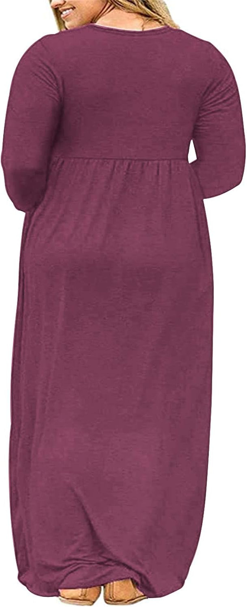 Women'S plus Size Maxi Dresses for Curvy Women Long Sleeve Casual Dress