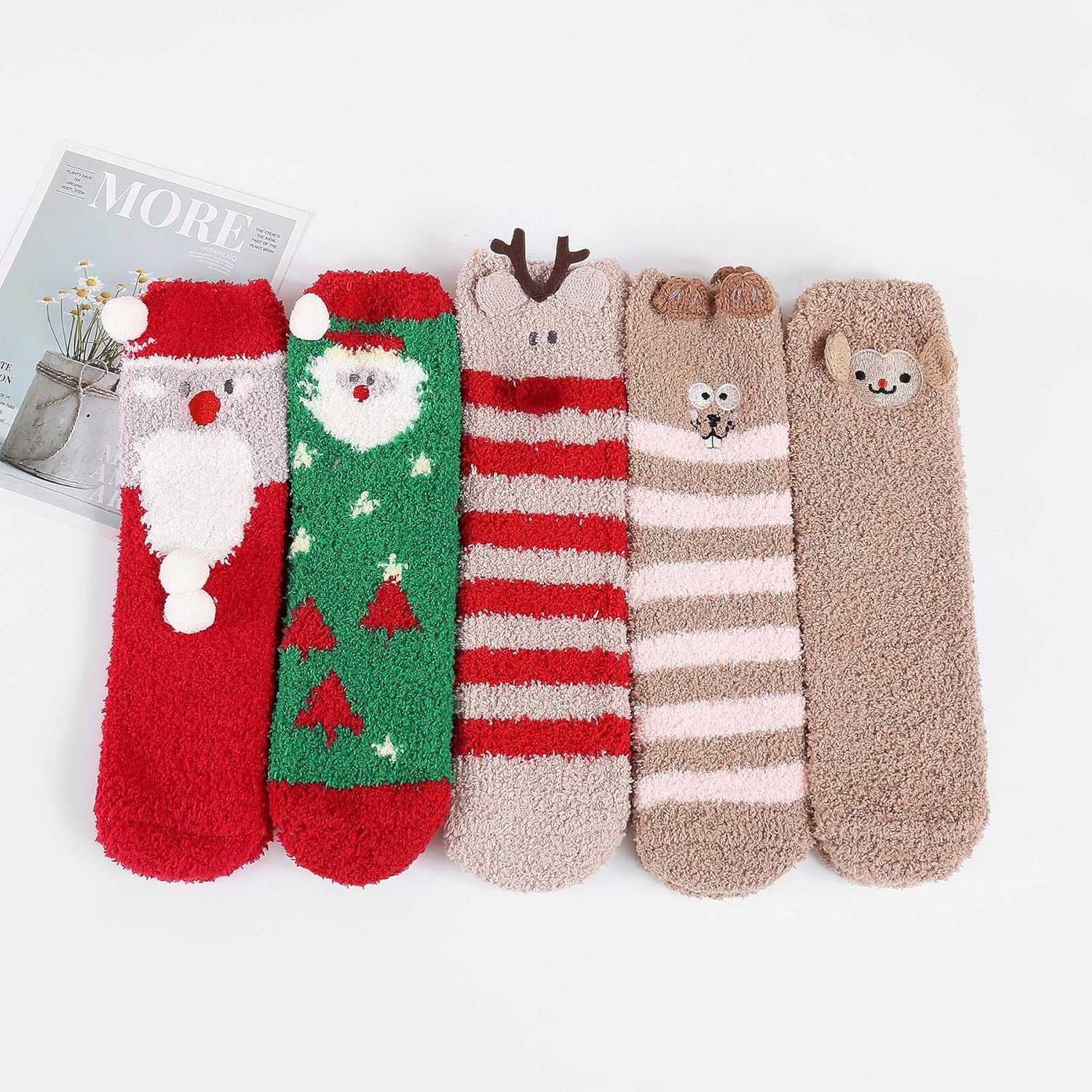 Women'S Fuzzy Slipper Socks - Warm, Fluffy, Cozy Crew Socks for Winter