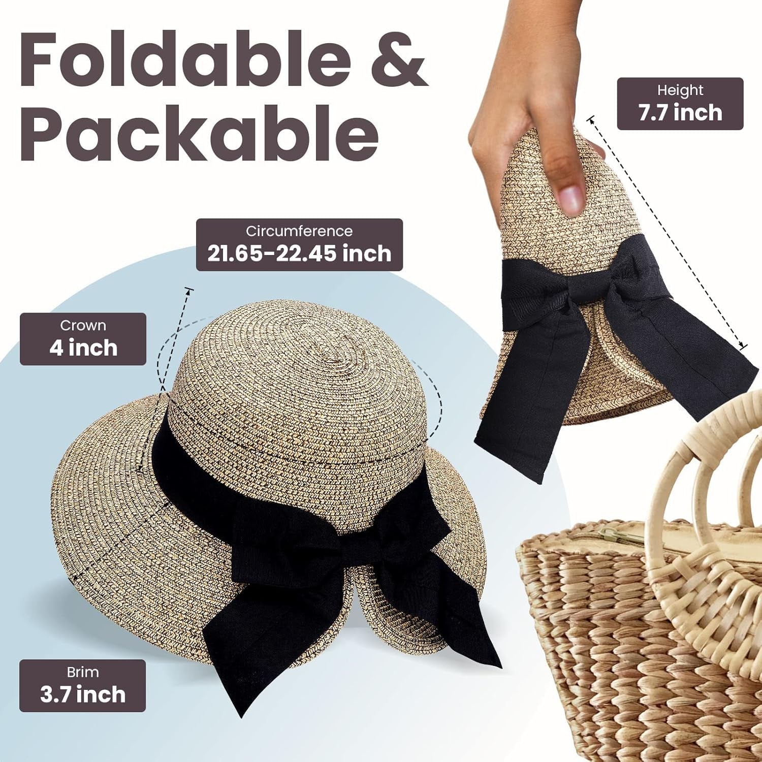 Sun Hats for Women UPF 50+ Women'S Lightweight Foldable/Packable Beach Sun Hat