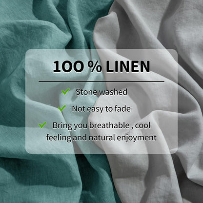 100% Linen Sheet Set Twin Size,Bed Sheets 3 Piece Sets,Solid Color Natural Flax Bed Sheets Soft Breathable Bedding,16" Deep Pocket,All Season (Twin, Aqua)