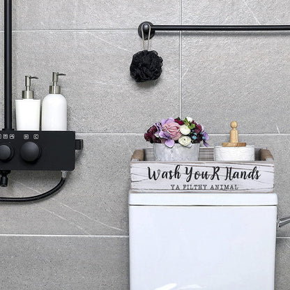 Farmhouse Bathroom Decor,Rustic Bathroom Decor Storage Box, Rustic Bathroom Decor Box with Funny Bathroom Signs, Funny Bathroom Decorations, Rustic White Bathroom Accessories…