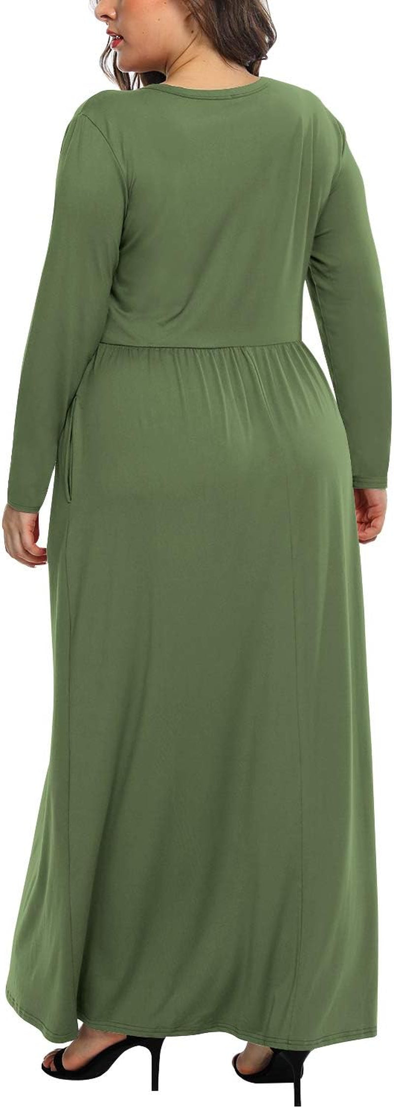 Women'S plus Size Maxi Dresses for Curvy Women Long Sleeve Casual Dress