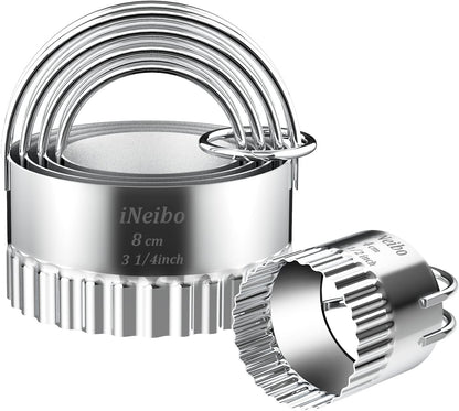 Fluted Edge Biscuit Cutter Set - round Circle Scone, Pastry, and Dough Cutters for Baking, Dumpling Skin, and Fondant