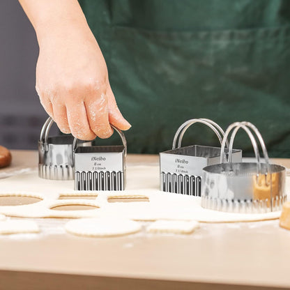 Fluted Edge Biscuit Cutter Set - round Circle Scone, Pastry, and Dough Cutters for Baking, Dumpling Skin, and Fondant