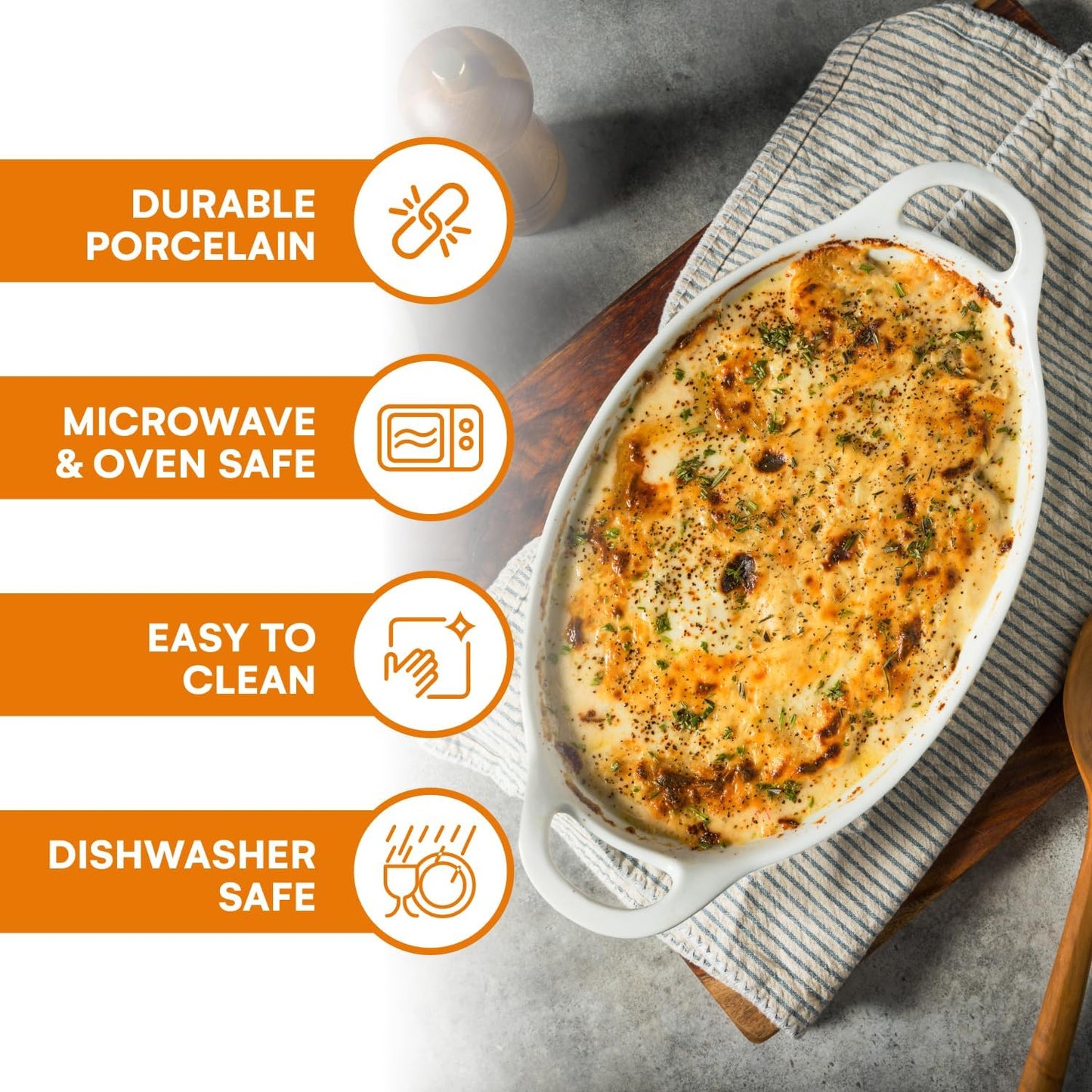 Oval Ceramic Deep Dish Pie Pan Set of 2 - White Baking Dish for Pie Baking and Serving Dishes - Durable Oven and Microwave Safe Bakeware - Thoughtful Gift for Baking Enthusiasts - 10X6-Inch