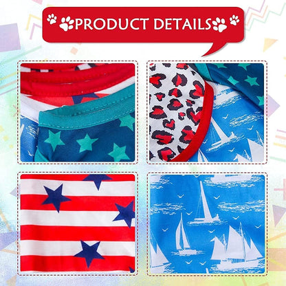 4 Pieces Dog Clothes for Dogs Girl Summer Pet T-Shirts Printed Apparels Puppy Outfits Cute Pattern for Small to Large Cat Dog (Star, X-Small)