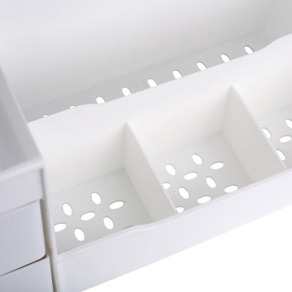 Cosmetic Storage Organizer - Sitting on Your Vanity, Bathroom Counter or Dresser - Easily Organize Your Cosmetics, Jewelry, Hair Accessories (White)