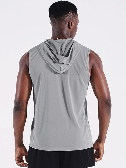 Men'S Running Tank Tops 3 Pack Sleeveless Workout Athletic Shirts with Hoods