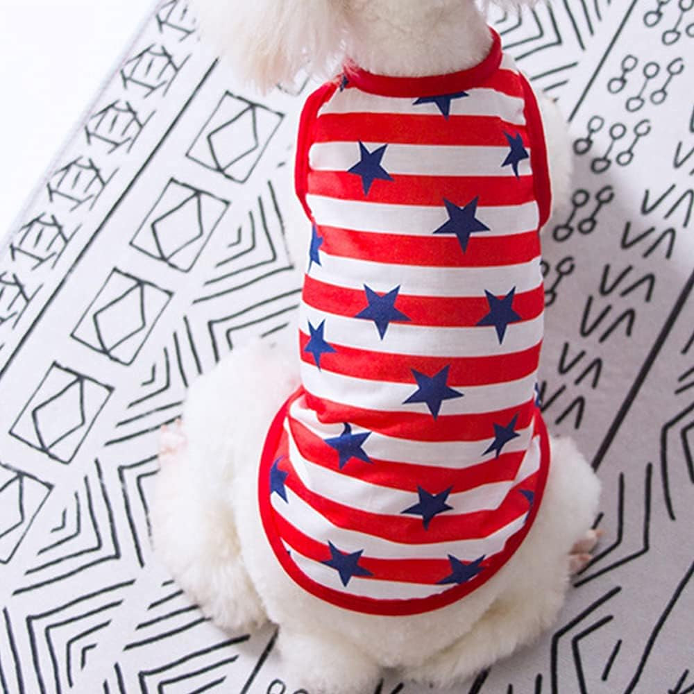 4 Pieces Dog Clothes for Dogs Girl Summer Pet T-Shirts Printed Apparels Puppy Outfits Cute Pattern for Small to Large Cat Dog (Star, X-Small)