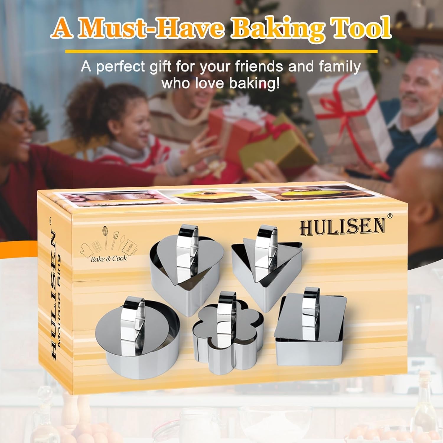 Set of 5 Cake Ring Mold, Stainless Steel 3” Dessert Food Molds with Pushers, Food Cooking Rings for Tuna Tartare, Pancake, Rice