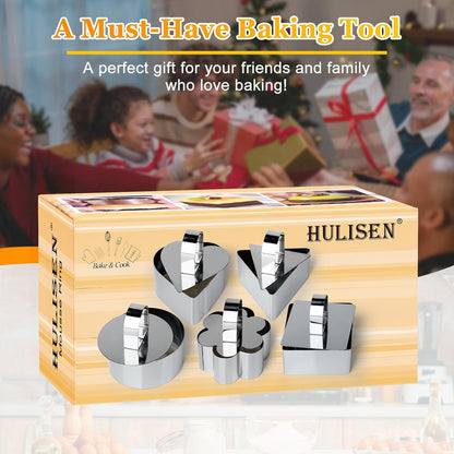 Set of 5 Cake Ring Mold, Stainless Steel 3” Dessert Food Molds with Pushers, Food Cooking Rings for Tuna Tartare, Pancake, Rice