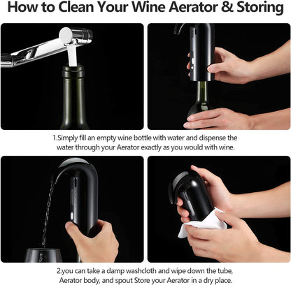 Wine Aerator Electric Wine Decanter Best Sellers One Touch Red -White Wine Accessories Aeration Work with Wine Opener for Beginner Enthusiast - Spout Pourer - Wine Preserver