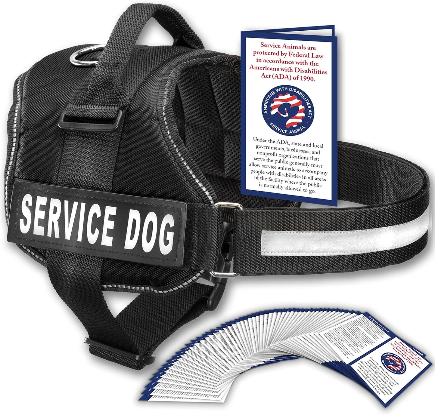 Service Dog Vest with Handle, No Pull Dog Harness for Large Dogs, Reflective Straps, Removable Patches Training Vest (Small - Large Breeds)