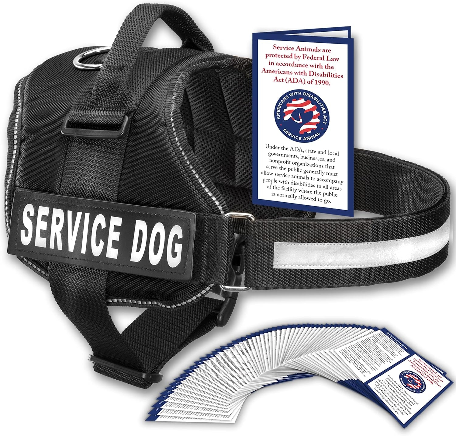 Service Dog Vest with Handle, No Pull Dog Harness for Large Dogs, Reflective Straps, Removable Patches Training Vest (Small - Large Breeds)