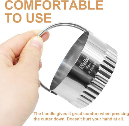 Fluted Edge Biscuit Cutter Set - round Circle Scone, Pastry, and Dough Cutters for Baking, Dumpling Skin, and Fondant