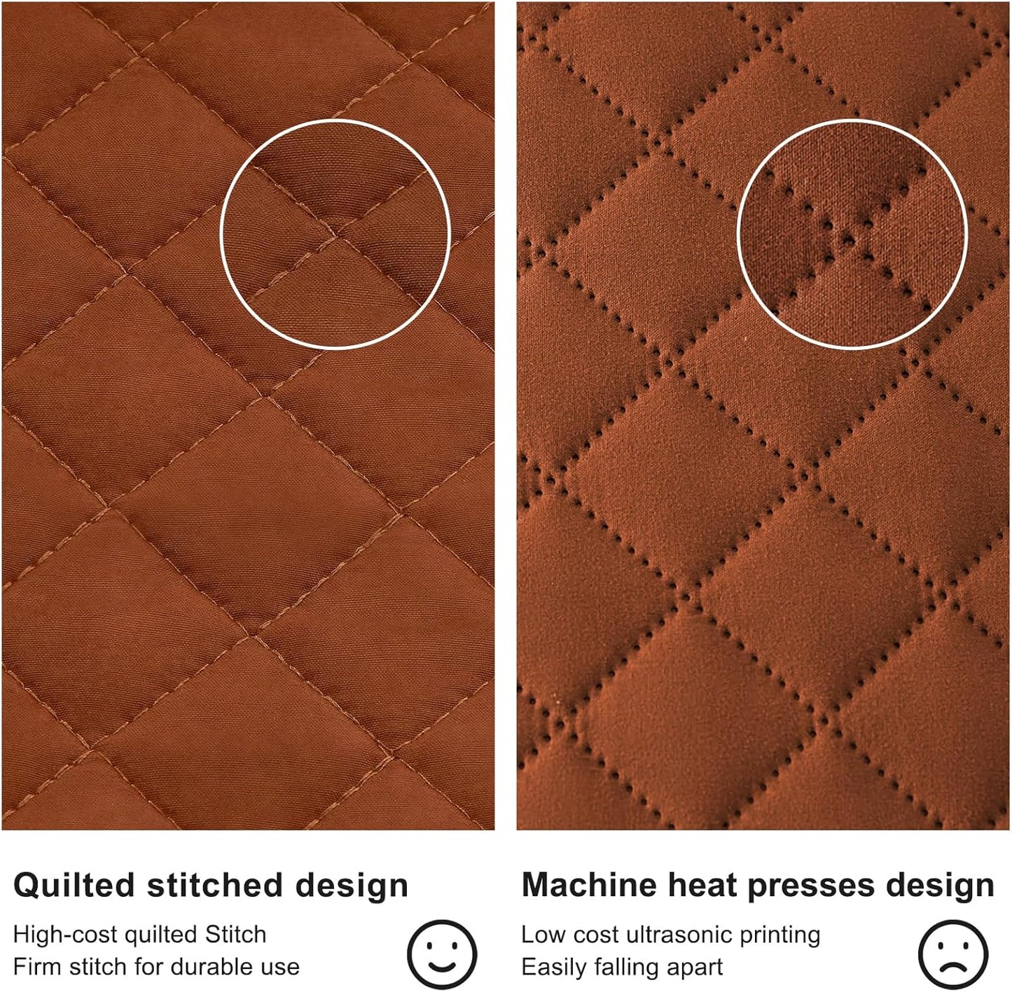 Quilt Set King Brunt Orange, Lightweight Comforter Bedspread Soft Reversible Coverlet King Size for All Season 3Pcs Rust Diamond Quilted Bedding Sets Bed Cover (1 Quilt 2 Pillow Shams)