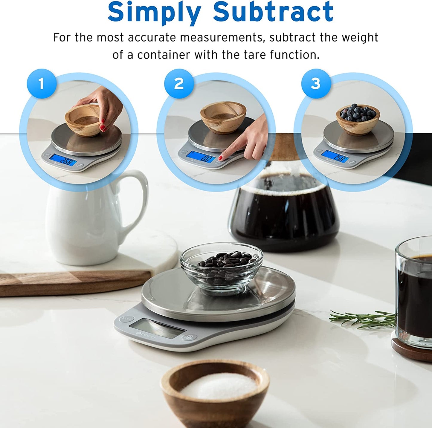 0.1G Food Kitchen Scale, Digital Ounces and Grams for Cooking, Baking, Meal Prep, Dieting, and Weight Loss 11Lb/5Kg 304 Stainless Steel