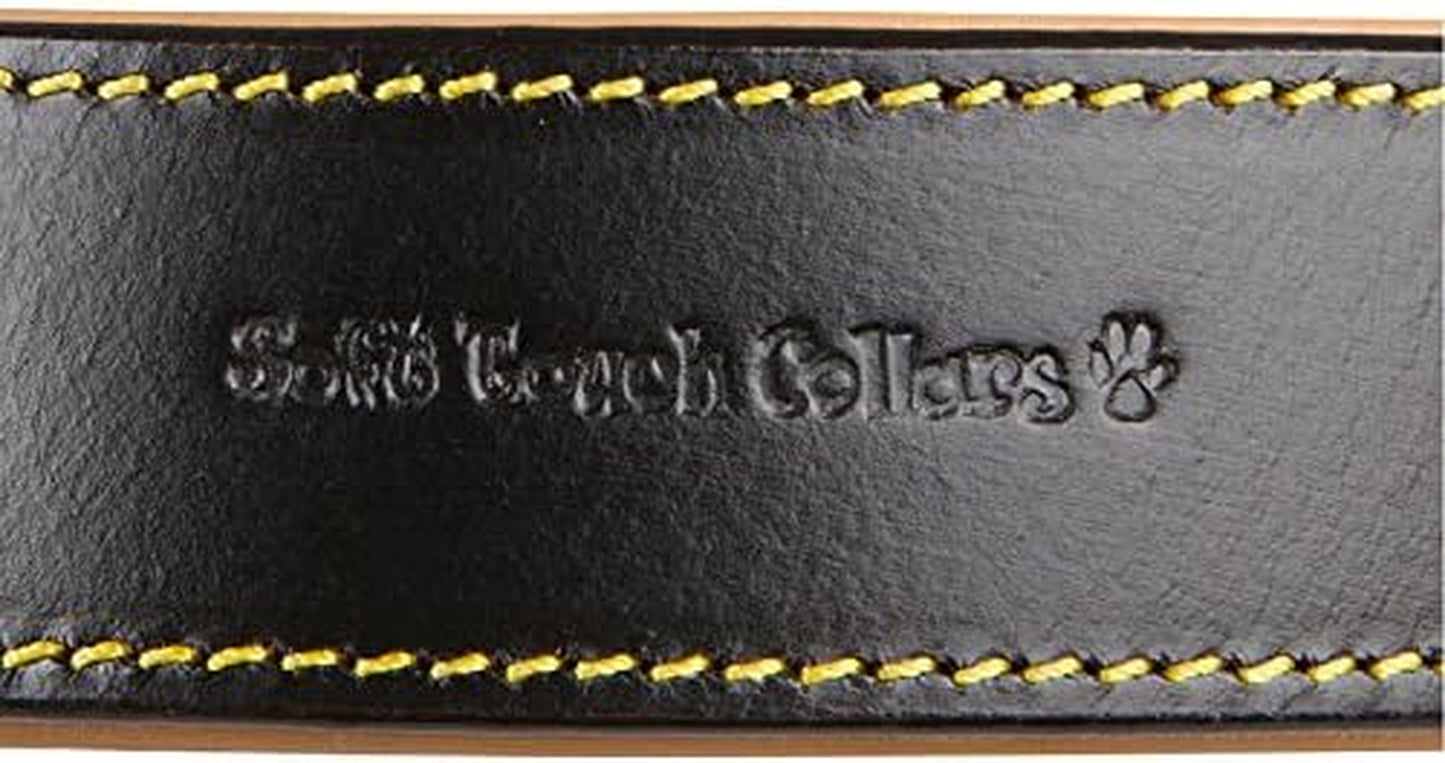 Black Leather Padded Dog Collar, Size Medium, 20" Long X 1" Wide, Neck Size 14.5" to 17.5" Inches