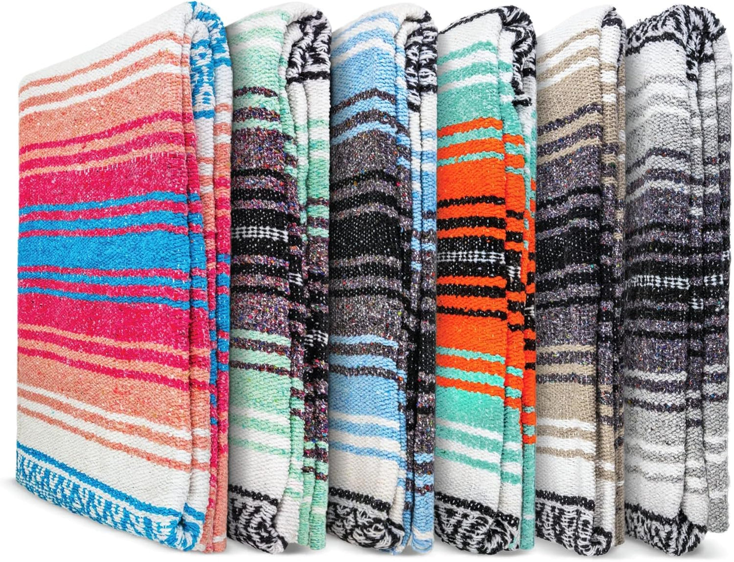 Authentic Handwoven Mexican Blanket | Yoga Blankets, Outdoor, Picnic, Beach, Camping | Equestrian Saddle | Serape 50X70 Inches - Bright Mandarin, Pack of 1