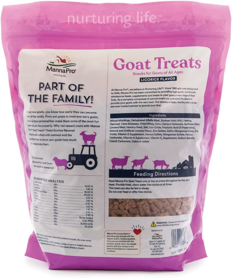 Goat Treats, Licorice Flavor, Nutritious Goat Snacks with Oatmeal, Great Goat Supplements Alternative, Ideal for Goats, Sheep & Small Livestock, 6 Lb