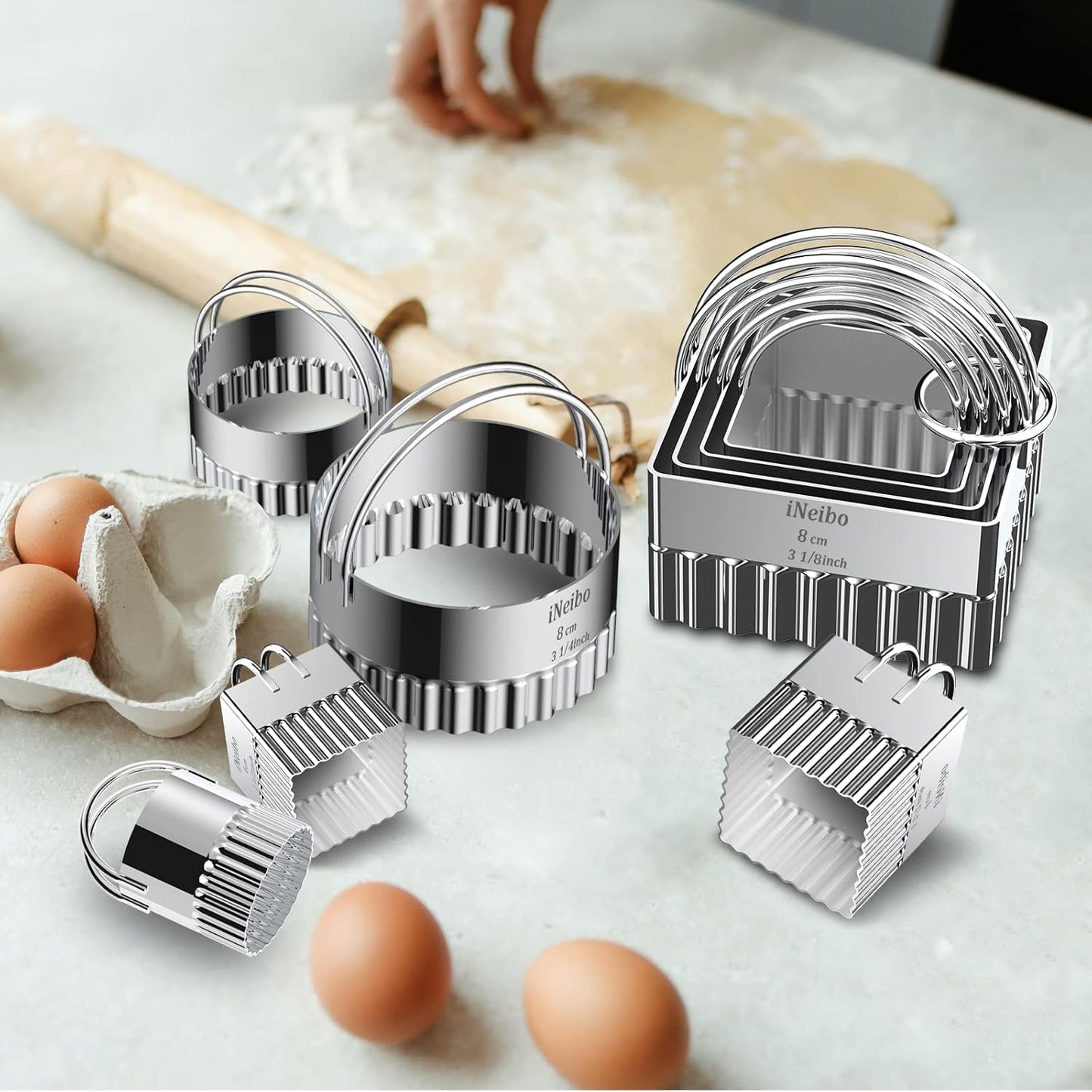 Fluted Edge Biscuit Cutter Set - round Circle Scone, Pastry, and Dough Cutters for Baking, Dumpling Skin, and Fondant