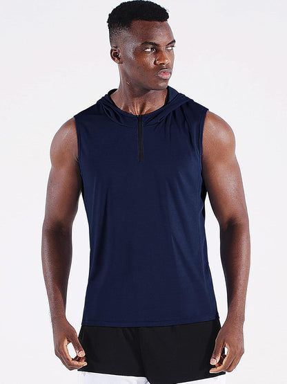 Men'S Running Tank Tops 3 Pack Sleeveless Workout Athletic Shirts with Hoods